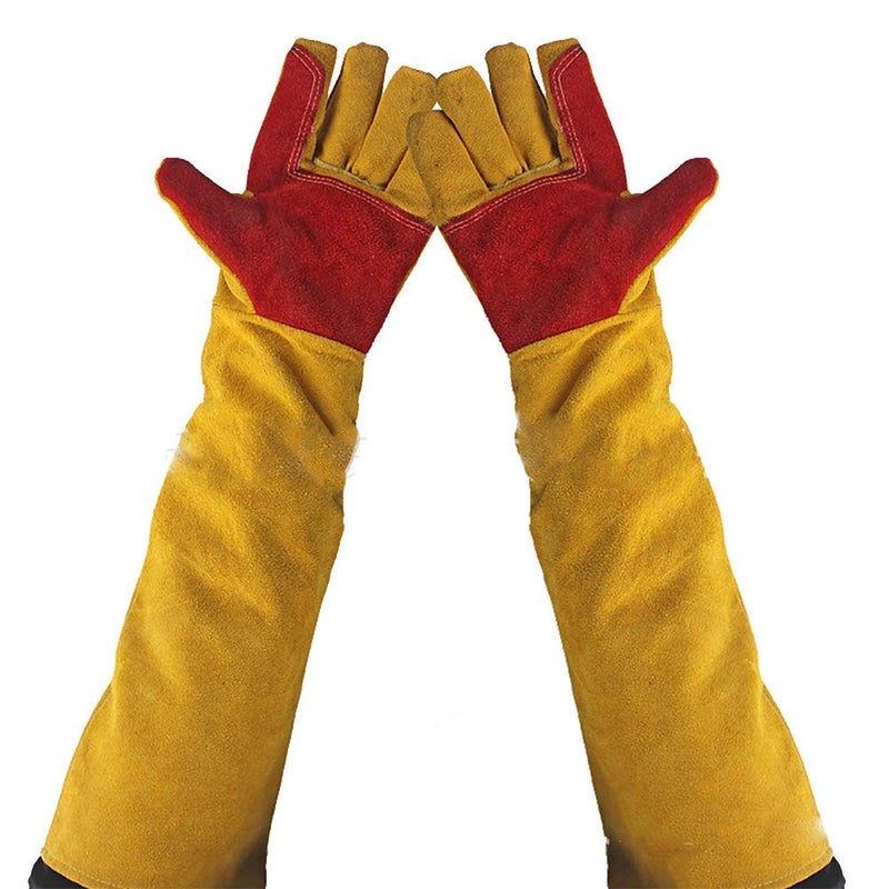 Hersent 23.6" Inch Long Sleeves Welding Safety Gloves, Lined And Kevlar Stitching Welders Gauntlets Wood Burners Accessories Gloves, Heat Resistant Stove Fire And Barbecue Gloves, Gifts for Men Dad Husband - Image 1